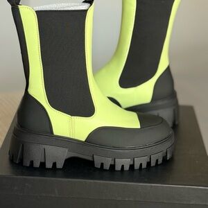 Lime and Black Women's Combat Boots
